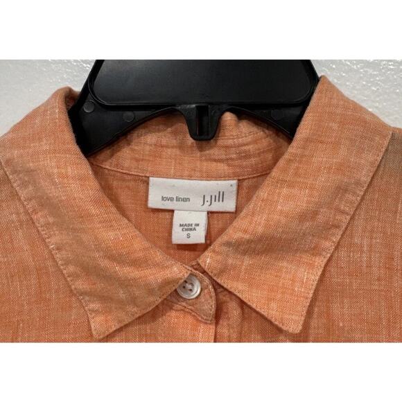 J. Jill Love Linen Orange Tunic Top Women’s Size Small Button Down Lagenlook - Picture 3 of 7
